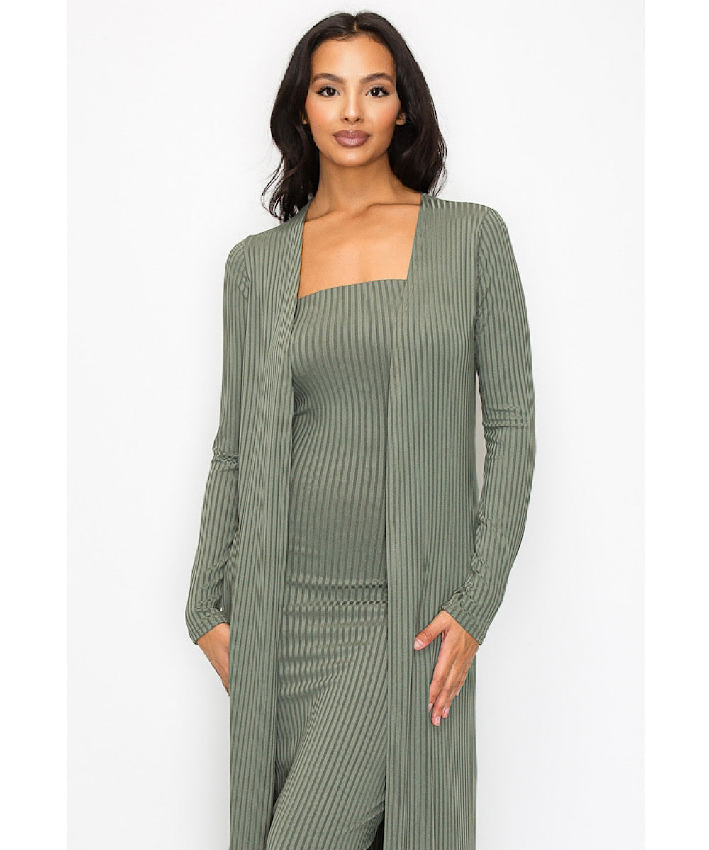 The Bodycon Dress & Duster Set (Olive) Bump City