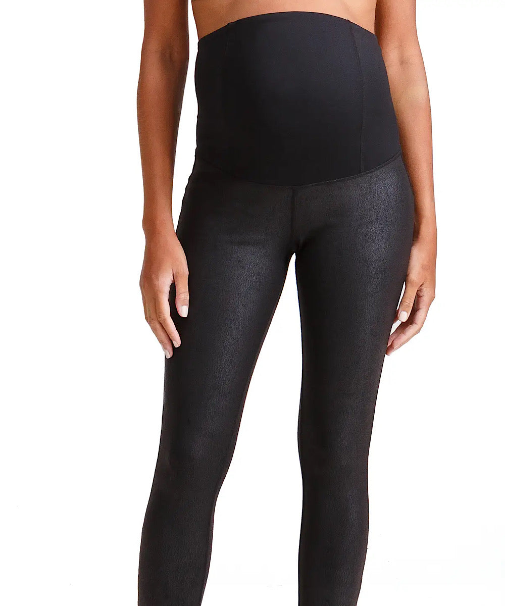 Women's Maternity Leather Look Over The Bump Leggings