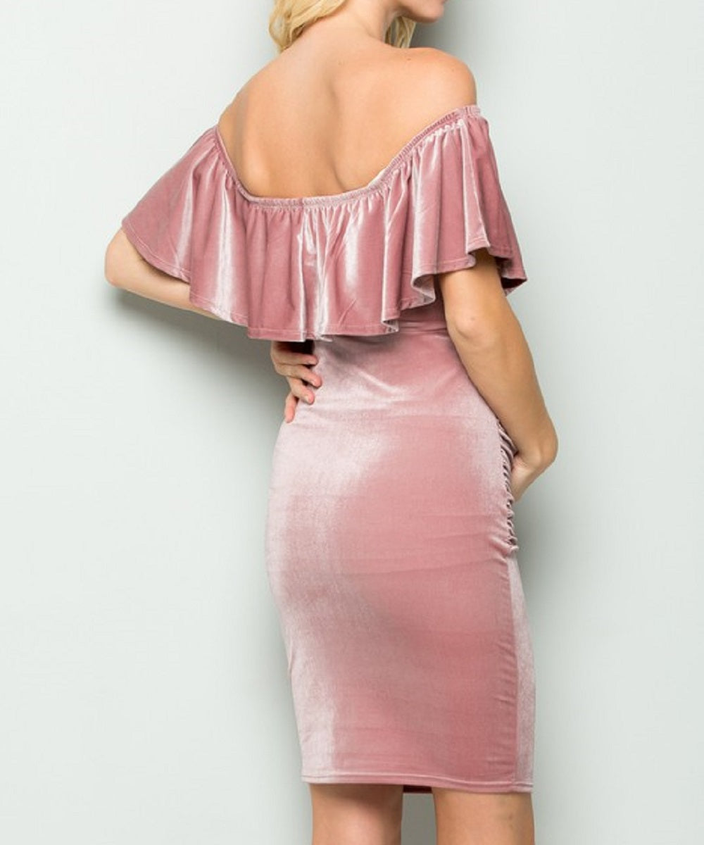 The Annalise Velvet Bodycon Dress (Pink) – Bump City