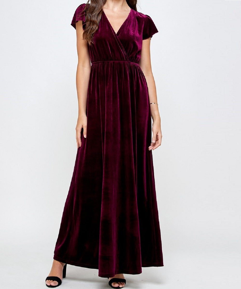 The Fiona Velvet Maxi (Burgundy)  Bump City