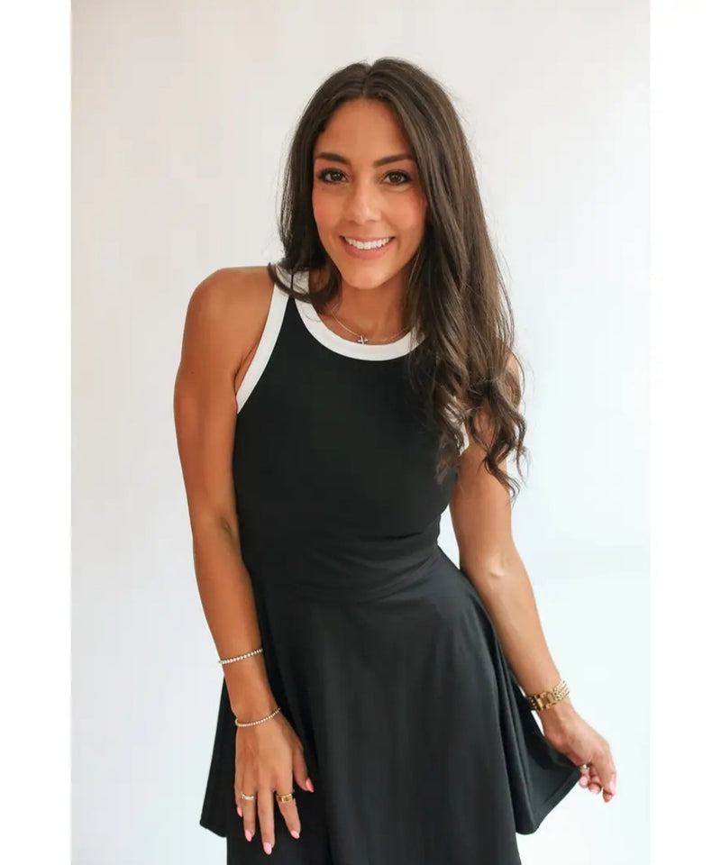 The Courtside Nursing Tennis Dress (Black) Bump City The Courtside Nursing Tennis Dress (Black) Bump City