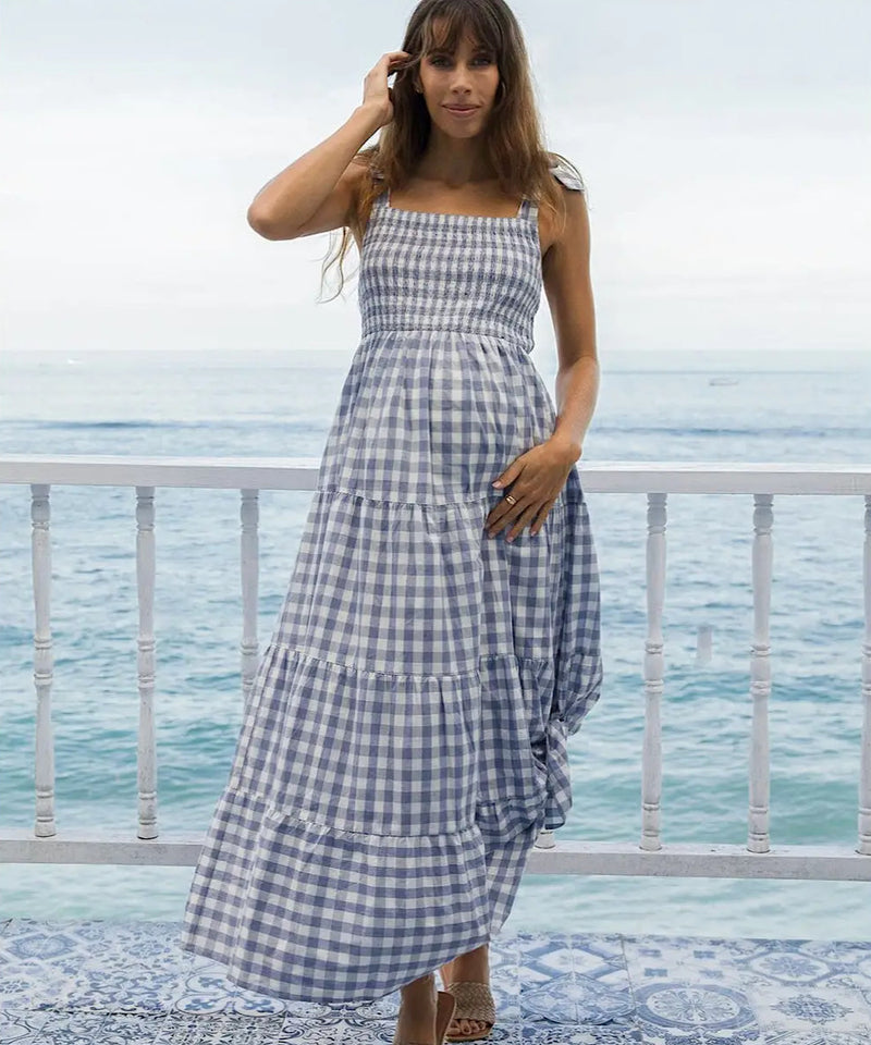The Lexi Gingham Maternity/Nursing Maxi Dress – Bump City