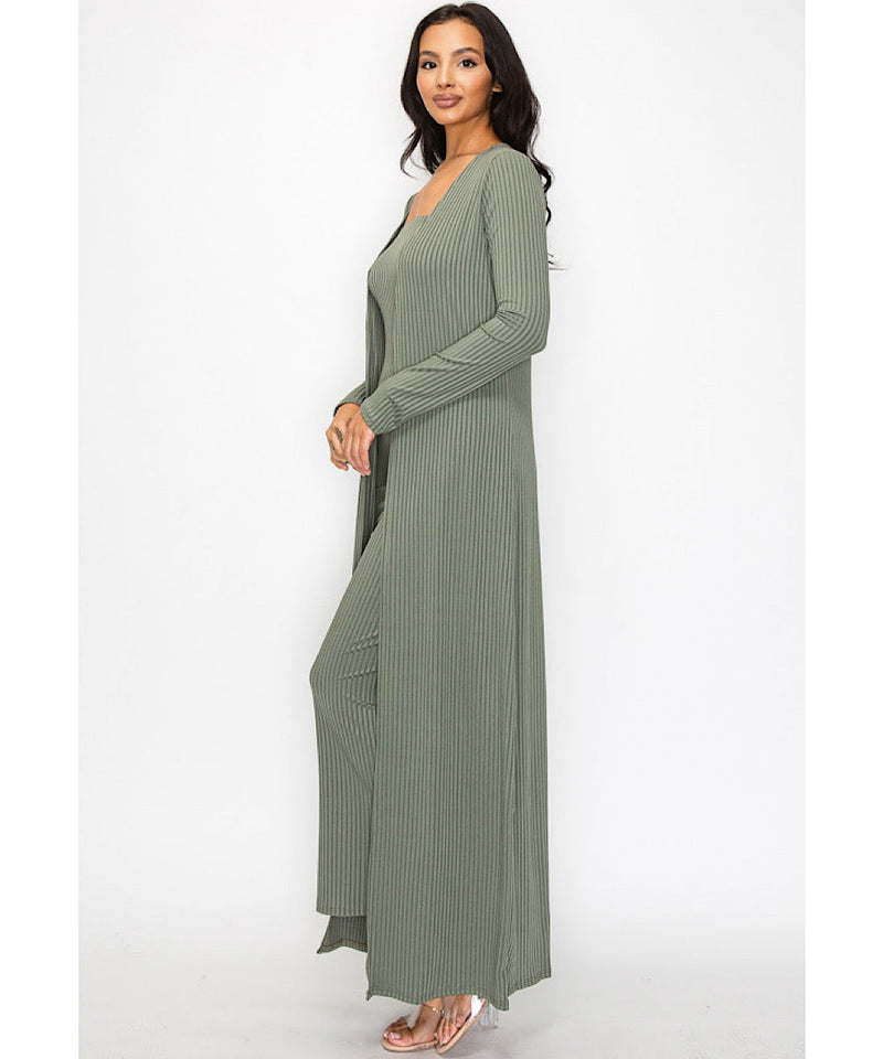 The Bodycon Dress & Duster Set - Olive Bump City The Bodycon Dress & Duster Set - Olive Bump City