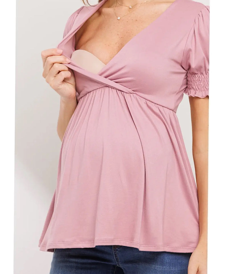 The Adelaide Smocked Sleeve Maternity & Nursing Top