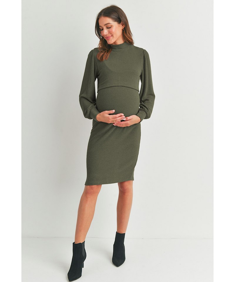 The Lauren Ribbed Maternity & Nursing Dress