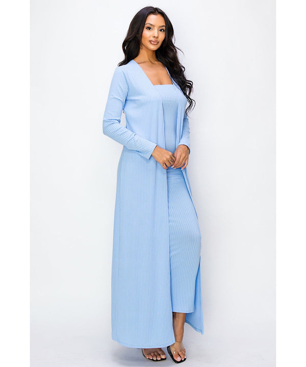 The Bodycon Dress & Duster Set - Blue