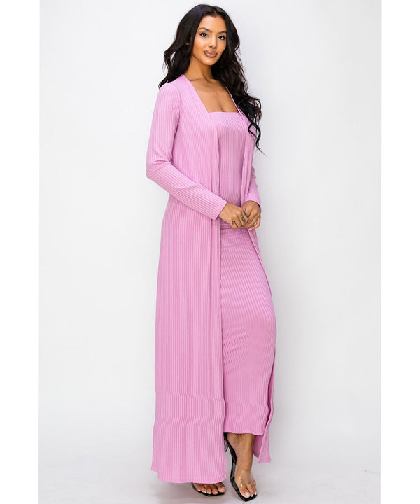 The Bodycon Dress & Duster Set (Baby Pink)