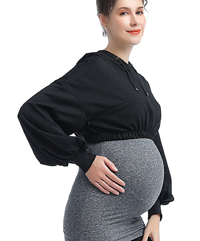 The Active Cropped Maternity/Nursing Hoodie + Belly Band – Bump City