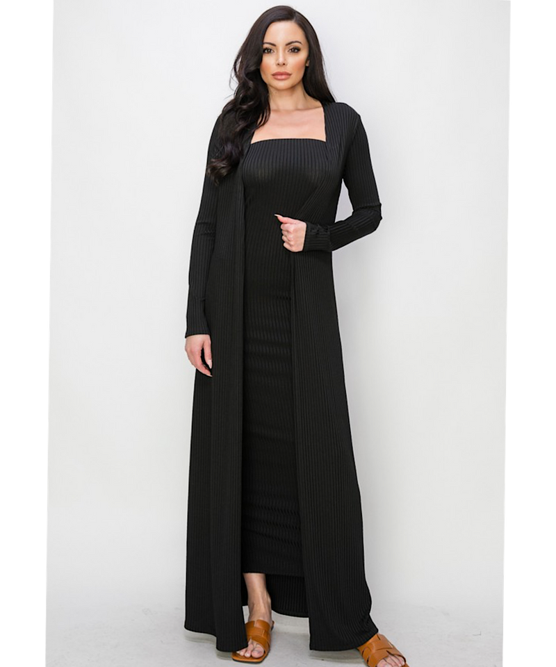 The Bodycon Dress & Duster Set (Black) Bump City The Bodycon Dress & Duster Set (Black) Bump City