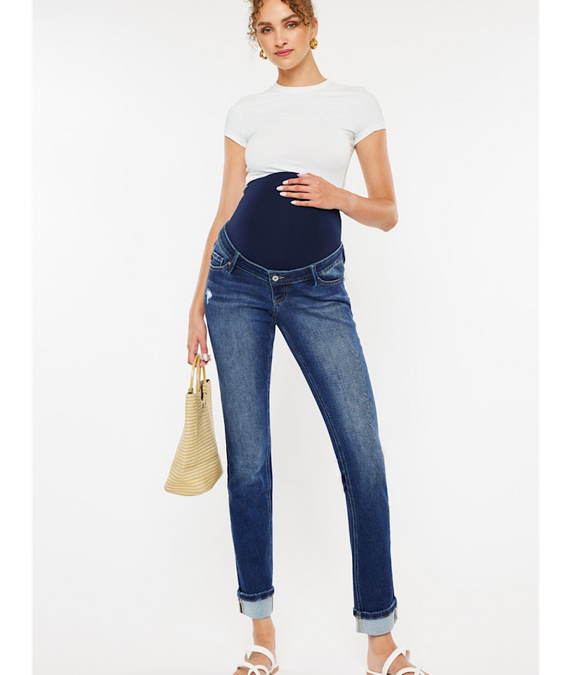 The Straight Fit Full Band Cuff Jean (Dark Denim)