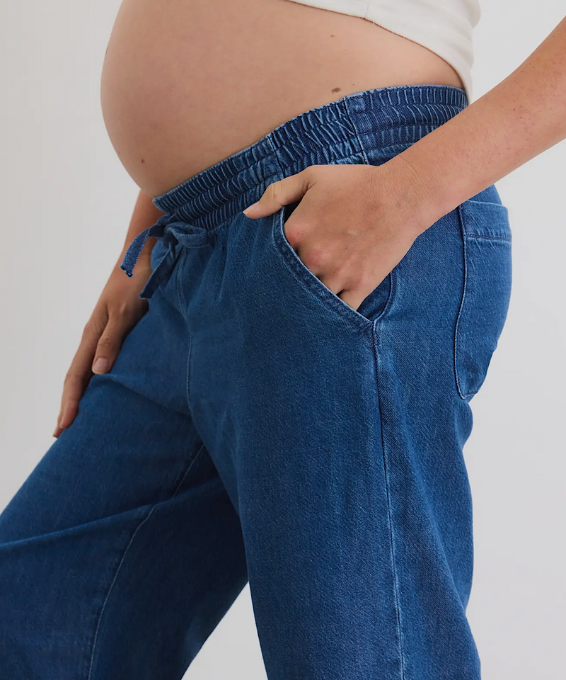 HATCH: The Drapey Denim Wide Leg Maternity Pant