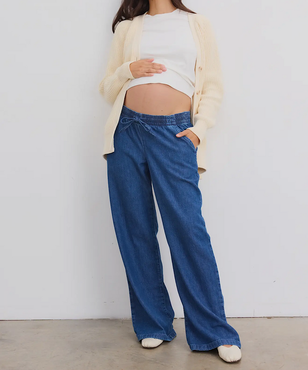 HATCH: The Drapey Denim Wide Leg Maternity Pant