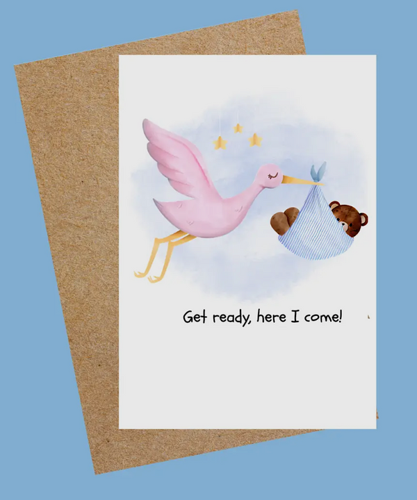 The Here I Come - Newborn Baby Card (Blue)