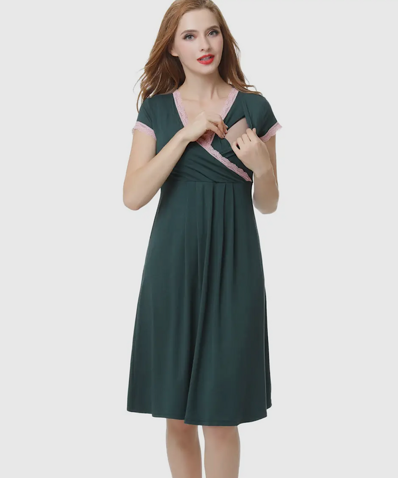 The Jenny Nursing Nightgown (Forest Green)