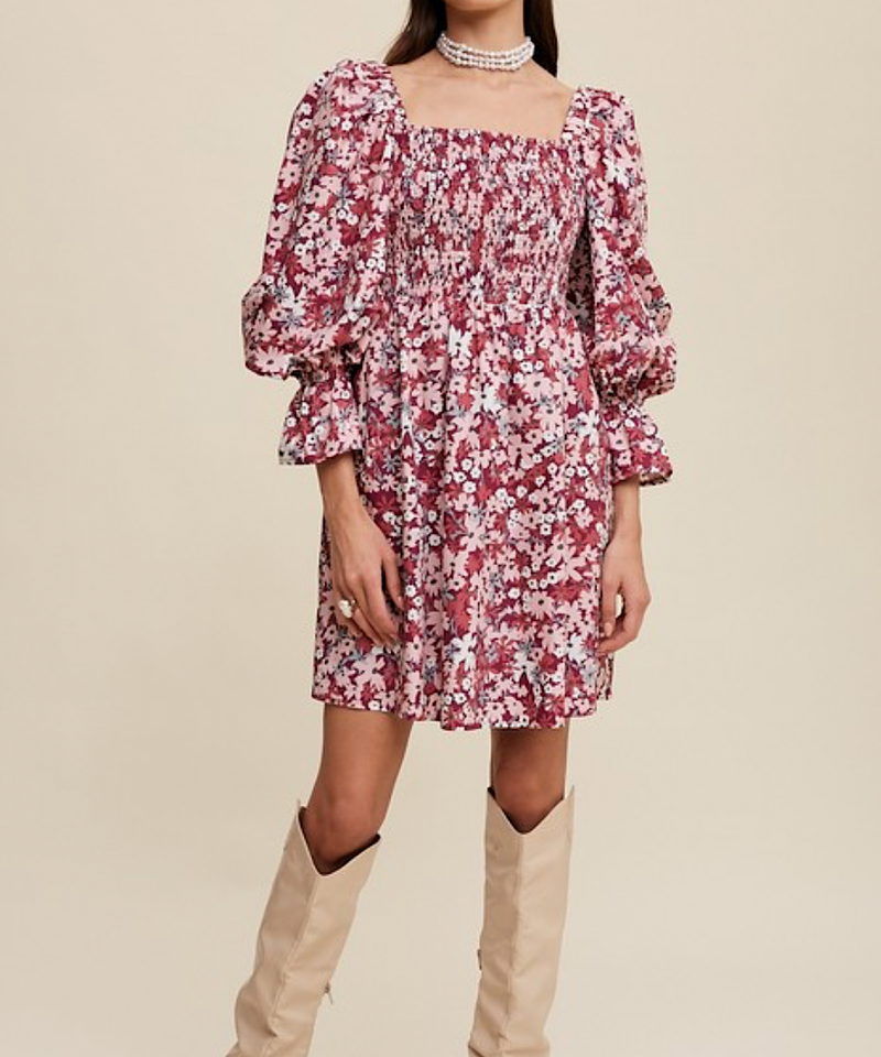 The Amy Babydoll Dress (Navy/Magenta)