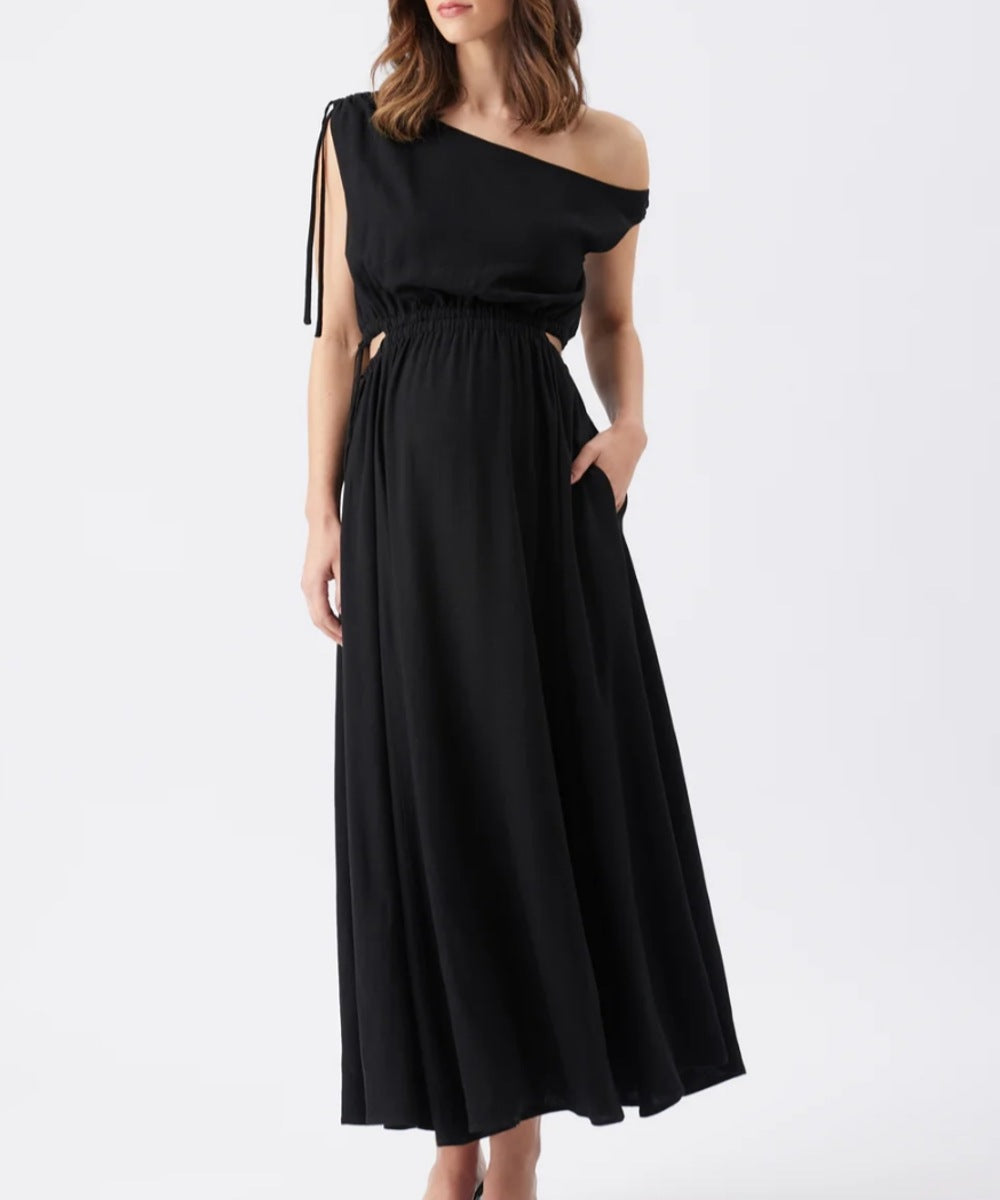 bump friendly black tie dress Bae The Label Made in our super luxe rib jersey How beautiful is this mom