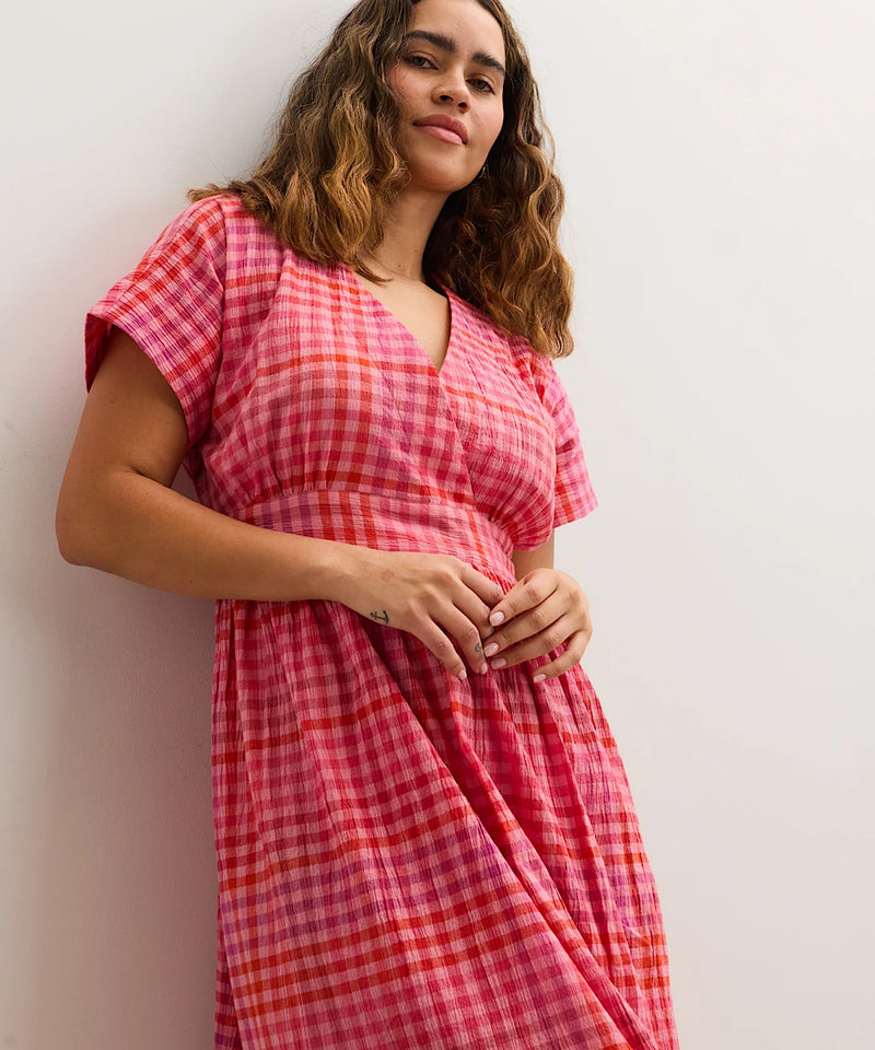 plus size gingham dress Brown Smocked Button Down Midi PinkBlush Follow Where the Road Takes You With this dress Elena 100% Cotton Gingham Midi