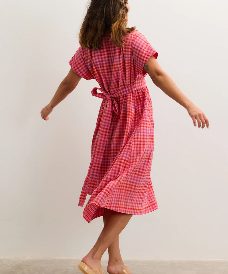 open lace back dress HATCH: The Plaid Caroline Dress (Sunset Gingham) – Bump City