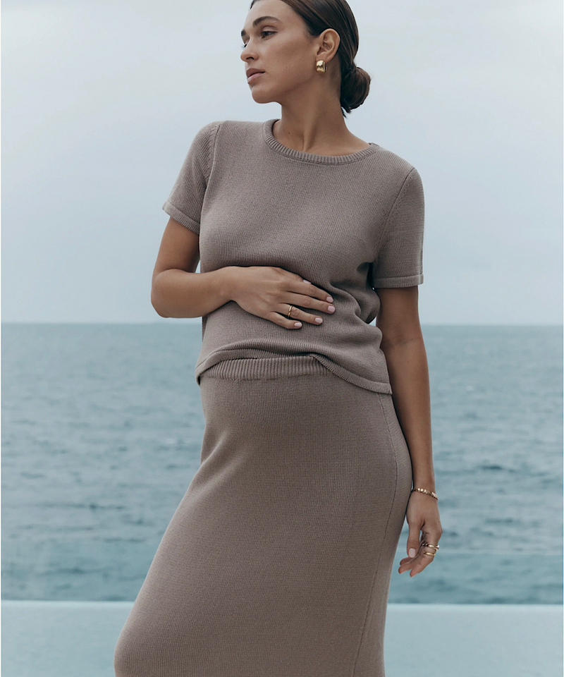 The Linen Knit Skirt (Mocha)