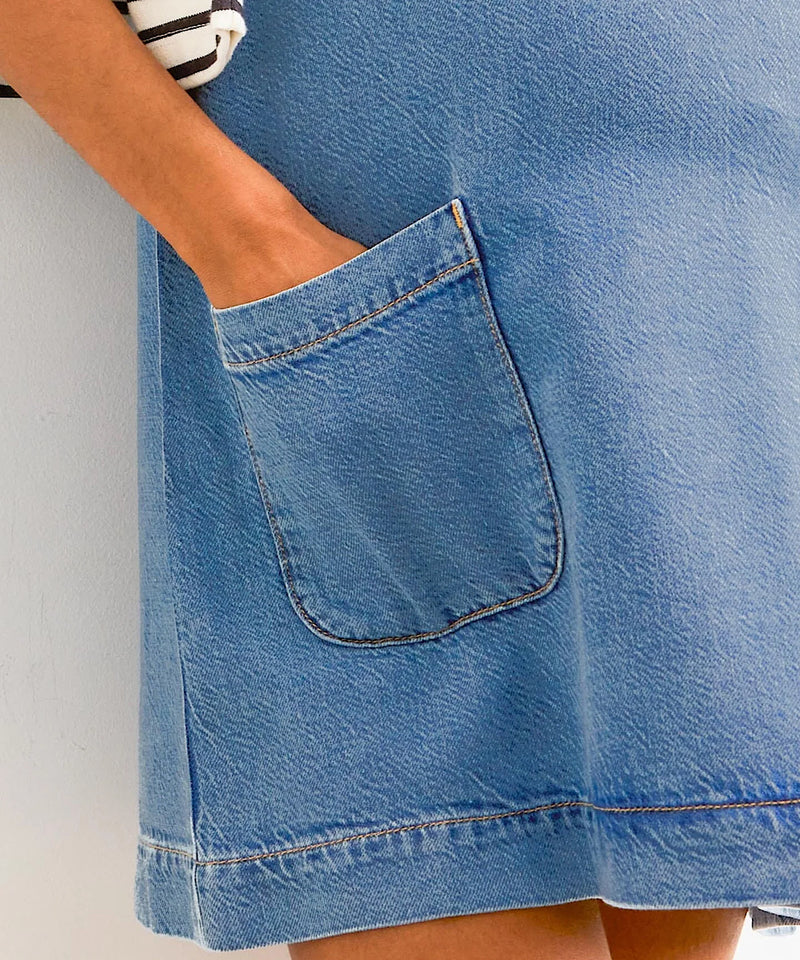 HATCH: The Kiley Denim MIni Dress (Vintage Dream Blue) Bump City HATCH: The Kiley Denim MIni Dress (Vintage Dream Blue) Bump City