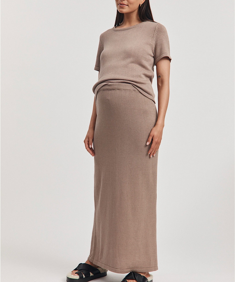 The Linen Knit Skirt (Mocha)