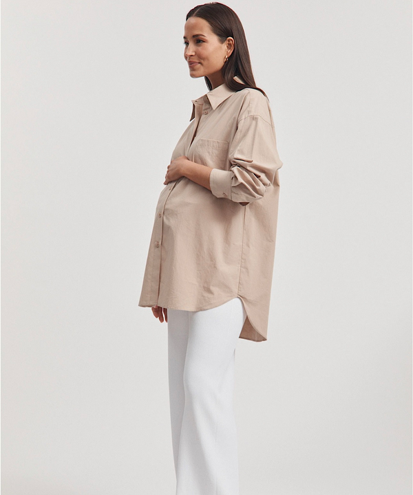 The Cotton Poplin Shirt (Light Mocha)