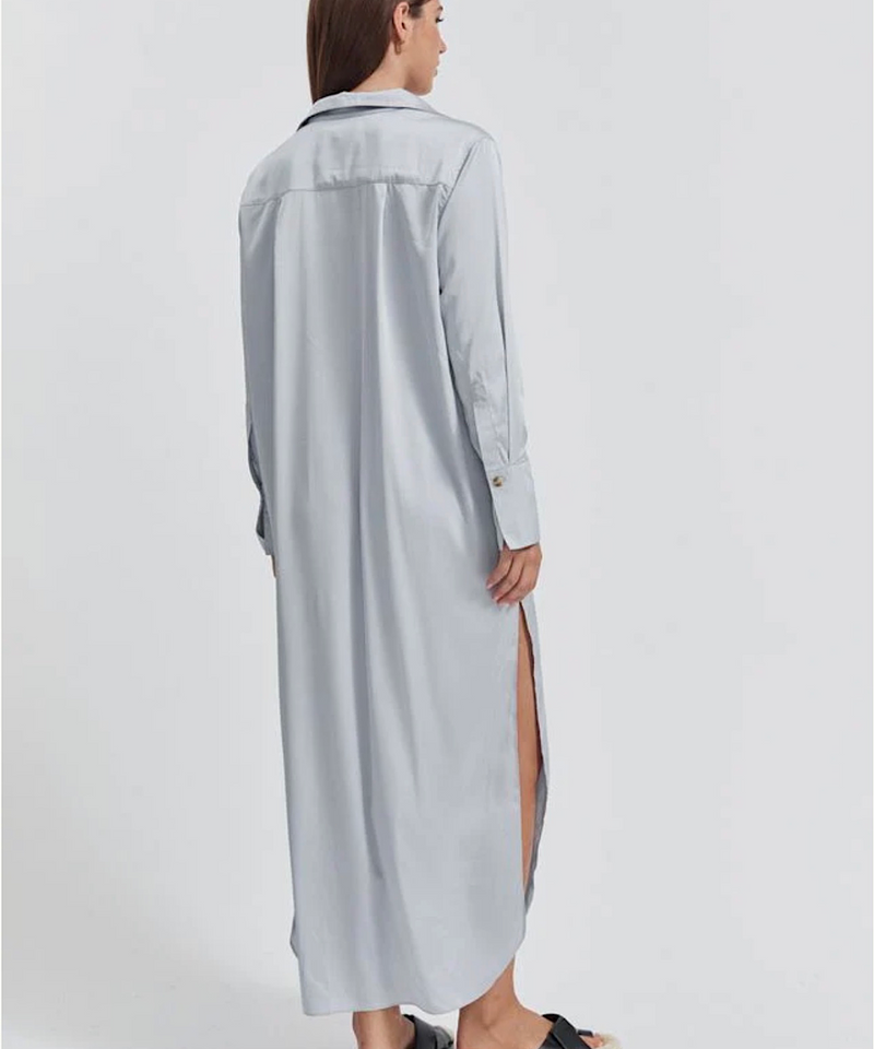 The Satin Shirtdress (Icy Blue)