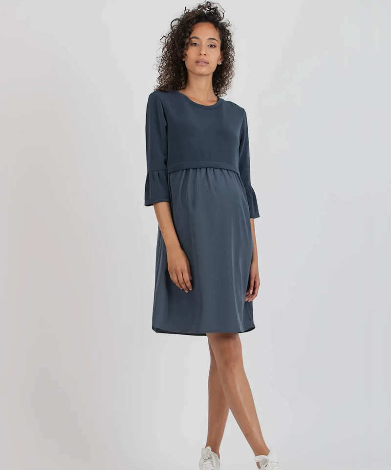 The Eliana Maternity and Nursing Dress (Navy)