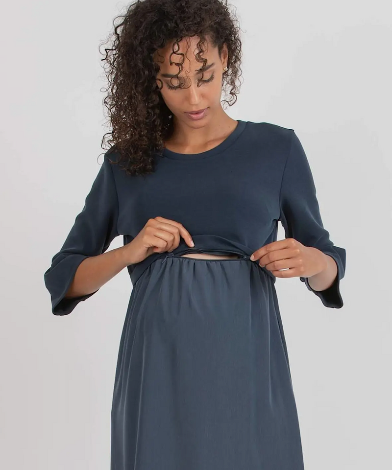 The Eliana Maternity and Nursing Dress (Navy)