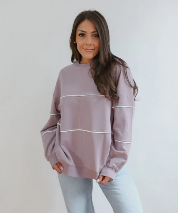 Relaxed Fit Invisible Zipper Nursing Sweatshirt (Lilac)