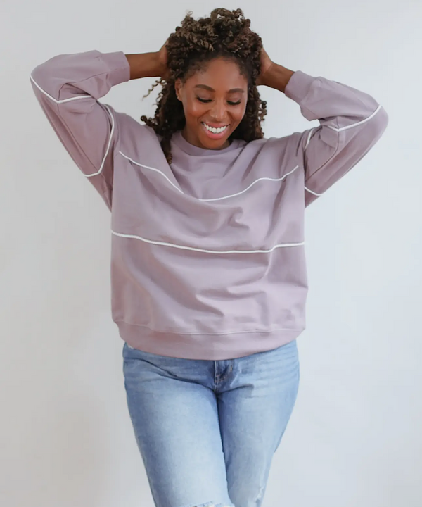 Relaxed Fit Invisible Zipper Nursing Sweatshirt (Lilac)