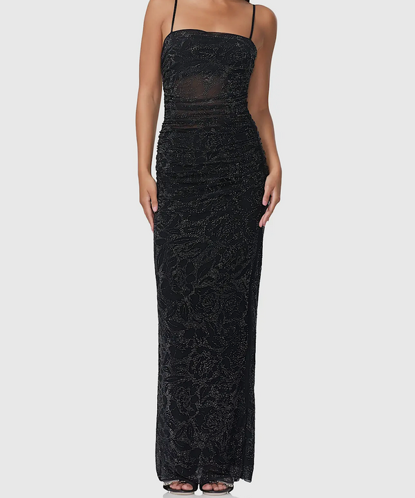 The Jennan Rhinestone Dress (Black)