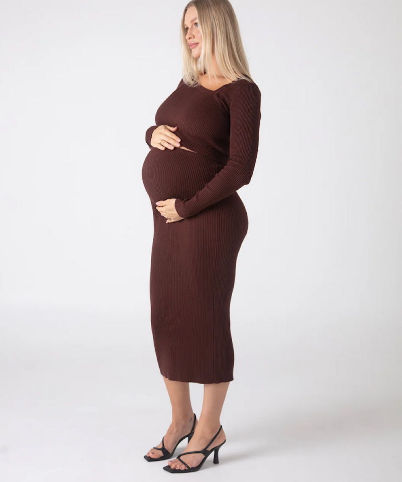 Maternity Knit Midi Skirt (Espresso)