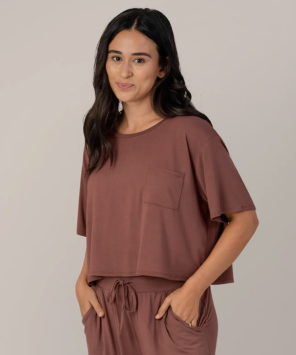 Aria Bamboo Casual Cropped Short Sleeve Top