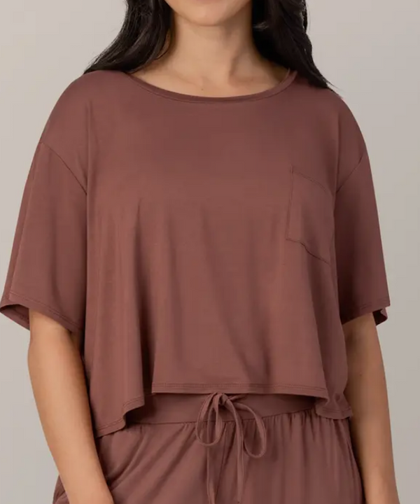 Aria Bamboo Casual Cropped Short Sleeve Top