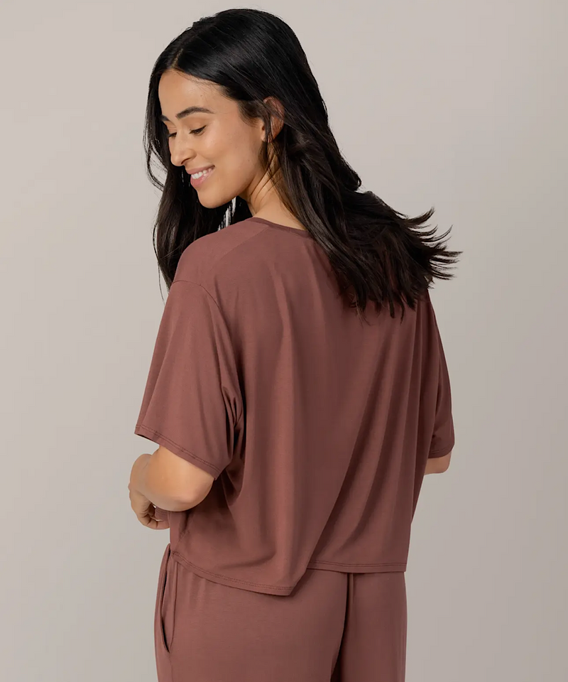 Aria Bamboo Casual Cropped Short Sleeve Top
