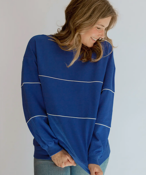 Relaxed Fit Invisible Zipper Nursing Sweatshirt (Royal Blue)