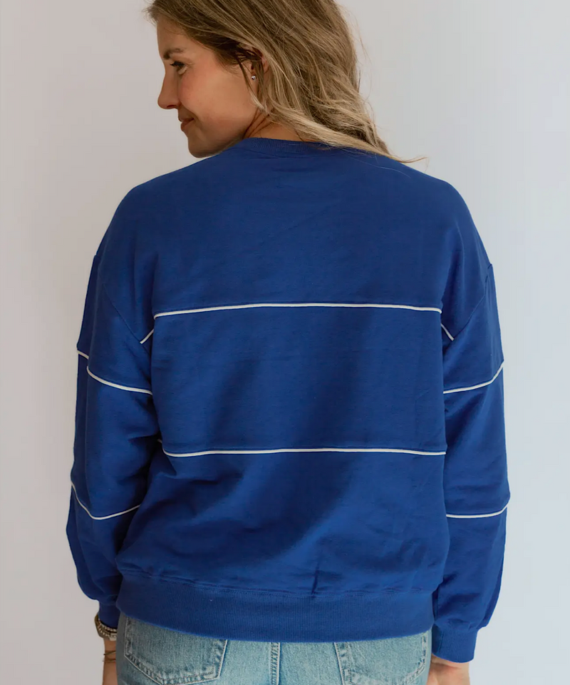 Relaxed Fit Invisible Zipper Nursing Sweatshirt (Royal Blue)
