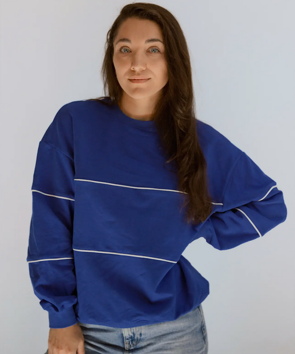 Relaxed Fit Invisible Zipper Nursing Sweatshirt (Royal Blue)