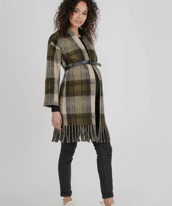 The Tania Plaid Fringe Coat