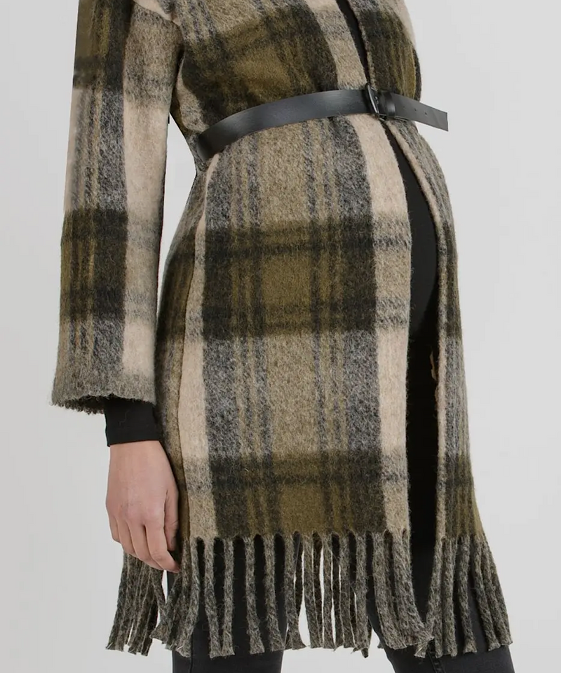 The Tania Plaid Fringe Coat