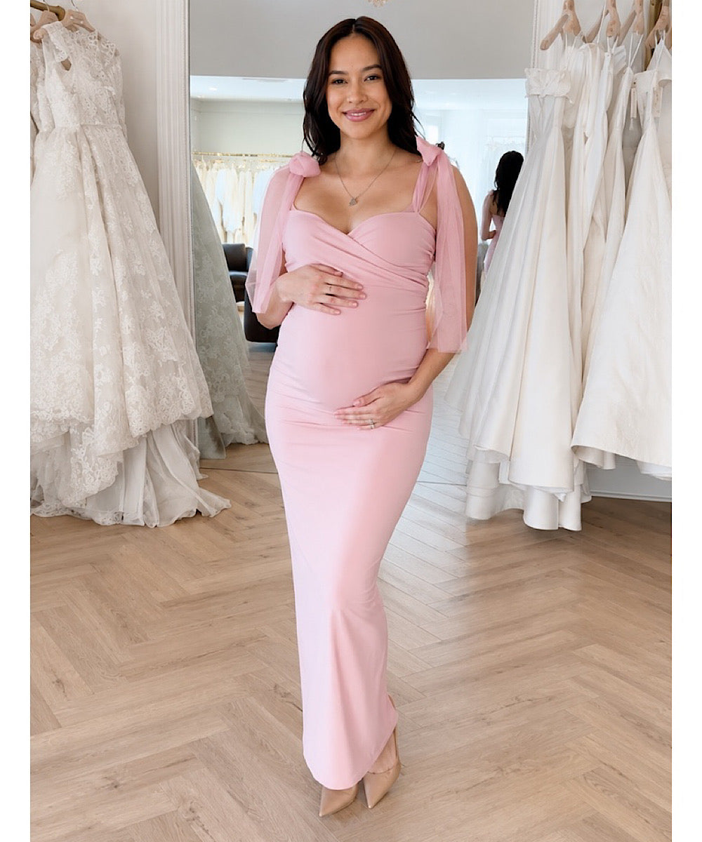 shirt dresses fashion Lila Baby Shower Maternity Dress in Candy Pink – Angel Maternity USA