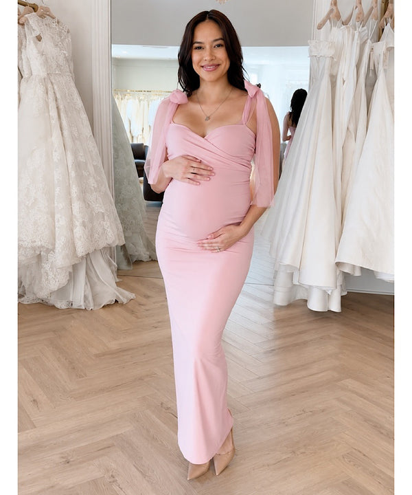 long evening dresses 2 Piece Set Pearls Maternity Dress Photoshoot Custom Made Baby Shower Dress for Pregnant Women YW250085