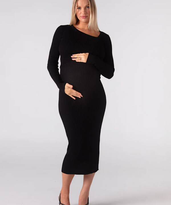 Luxe Knit Set (Black): Midi Skirt