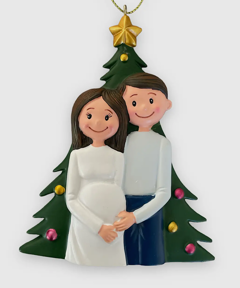 Expecting Parents Ornament - Brunette Couple