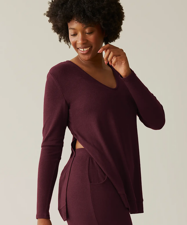 Cozyknit Maternity & Nursing V-Neck Top (Deep Burgundy)