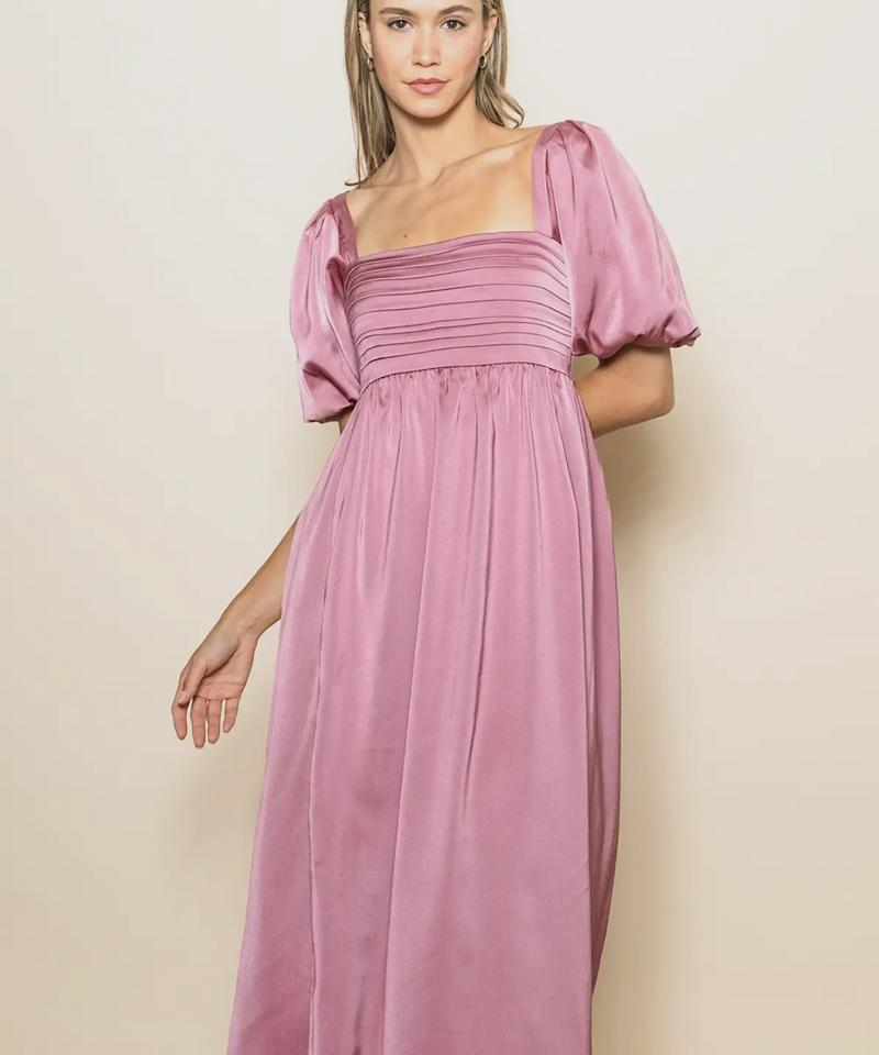 The Julia Satin Midi Dress (Mauve)