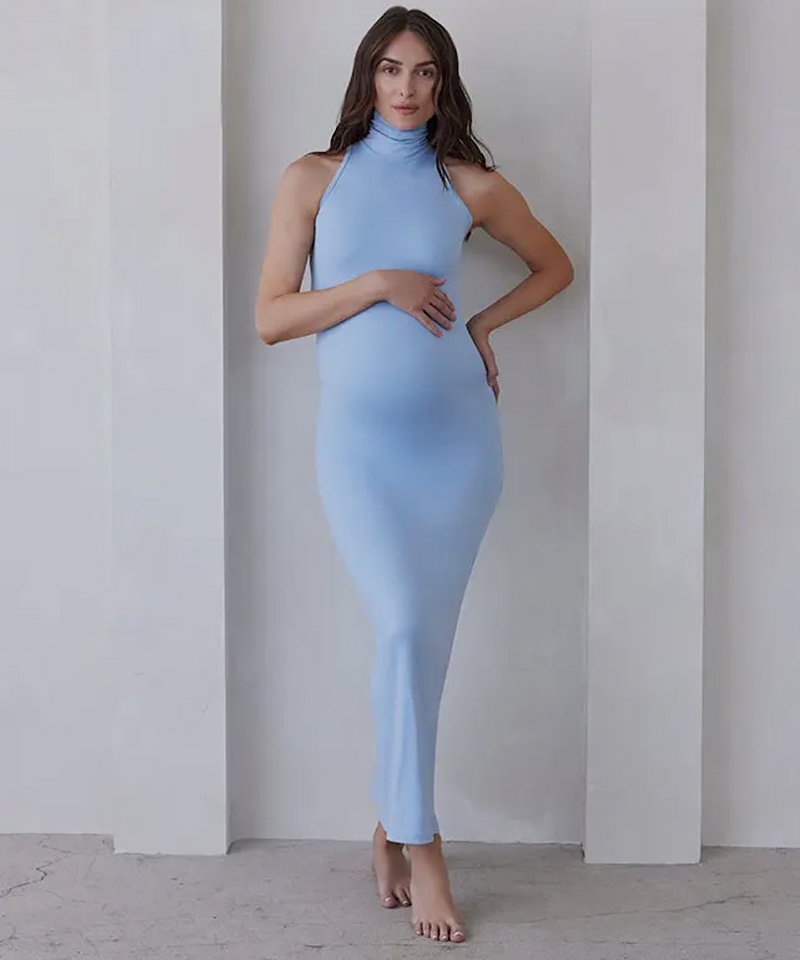 BUMPSUIT: The Serena Maternity Dress (Powder Blue) Bump City BUMPSUIT: The Serena Maternity Dress (Powder Blue) Bump City