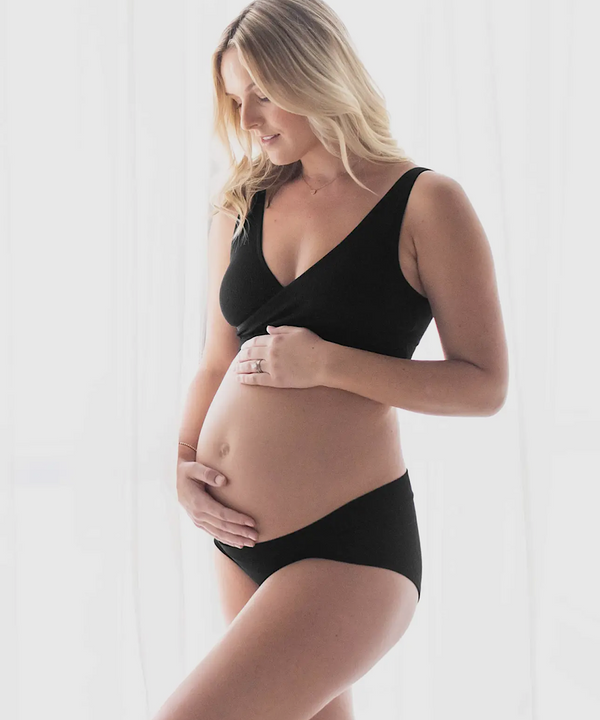 Bamboo Maternity & Postpartum Panties - 2 Pack Black & Beige