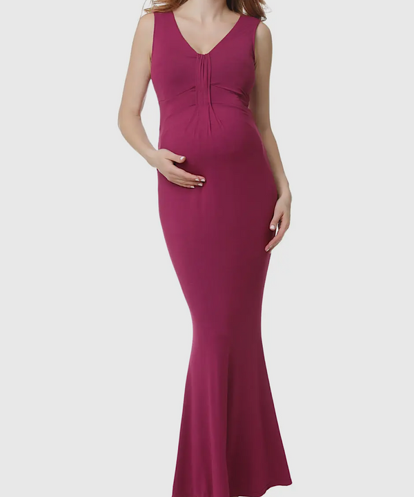 The Edrei Mermaid Maxi Dress (Berry)